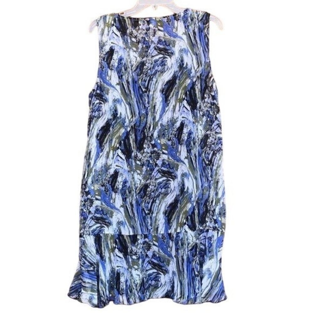 Kensie Marbled Blue Black Grey Shift Short Flowy Dress Size XL - Picture 5 of 8